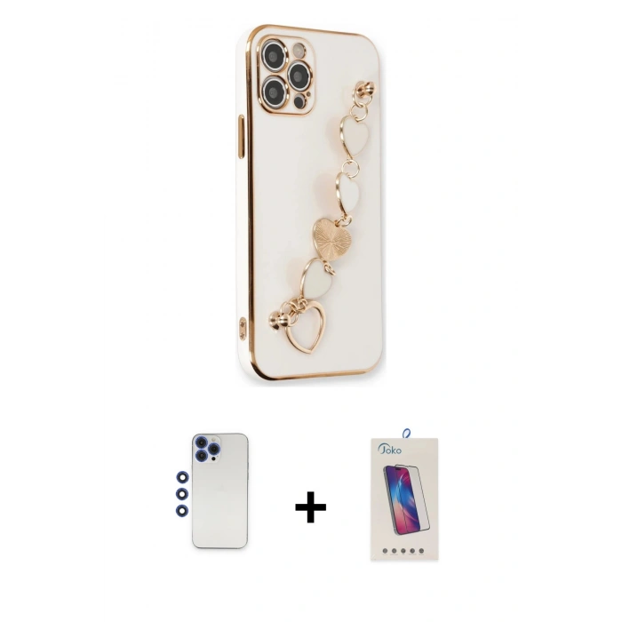 MARSİLYAN™- iPhone 12 Pro Max Kılıf Nova Işık Prime - Siyah Joko 5D Cam + Shine Kamera Lens - LT