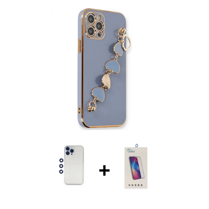 MARSİLYAN™- iPhone 12 Pro Max Kılıf Nova Işık Prime - Siyah Joko 5D Cam + Shine Kamera Lens - LT