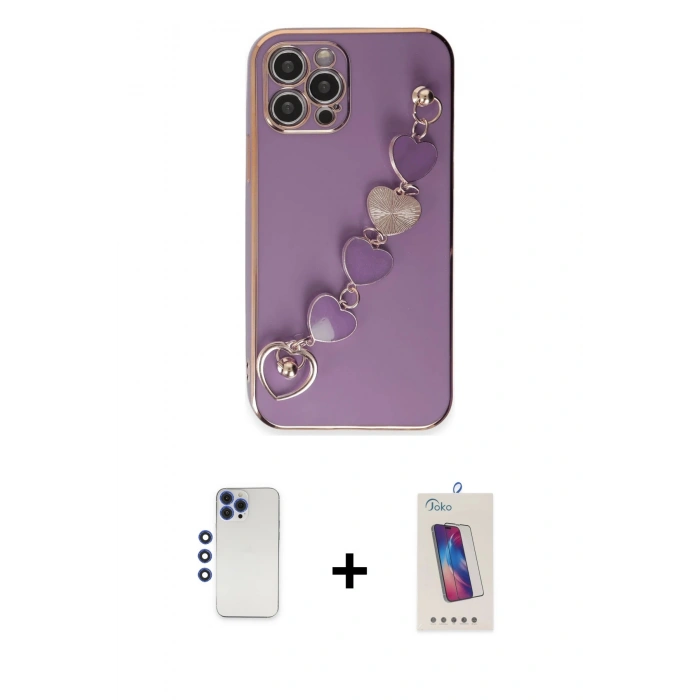MARSİLYAN™- iPhone 12 Pro Max Kılıf Nova Işık Prime - Siyah Joko 5D Cam + Shine Kamera Lens - LT