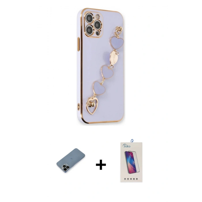 MARSİLYAN™- iPhone 12 Pro Max Kılıf Nova Işık Prime - Siyah Joko 5D Cam + Siyah Shine Kamera Lens Koruma Cam