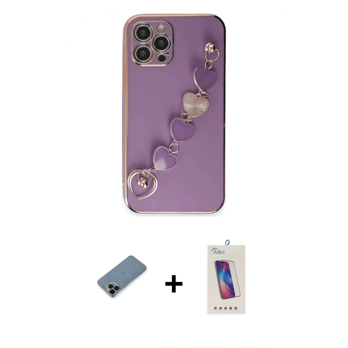 MARSİLYAN™- iPhone 12 Pro Max Kılıf Nova Işık Prime - Siyah Joko 5D Cam + Siyah Shine Kamera Lens Koruma Cam