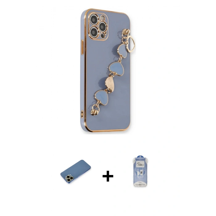 MARSİLYAN™- iPhone 12 Pro Max Kılıf Nova Işık Prime - Siyah Joko Magic 5D Cam + Gold Shine Kamera Lens Koruma Cam