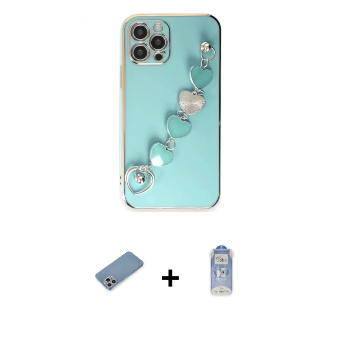 MARSİLYAN™- iPhone 12 Pro Max Kılıf Nova Işık Prime - Siyah Joko Magic 5D Cam + Gümüş Shine Kamera Lens Koruma Cam