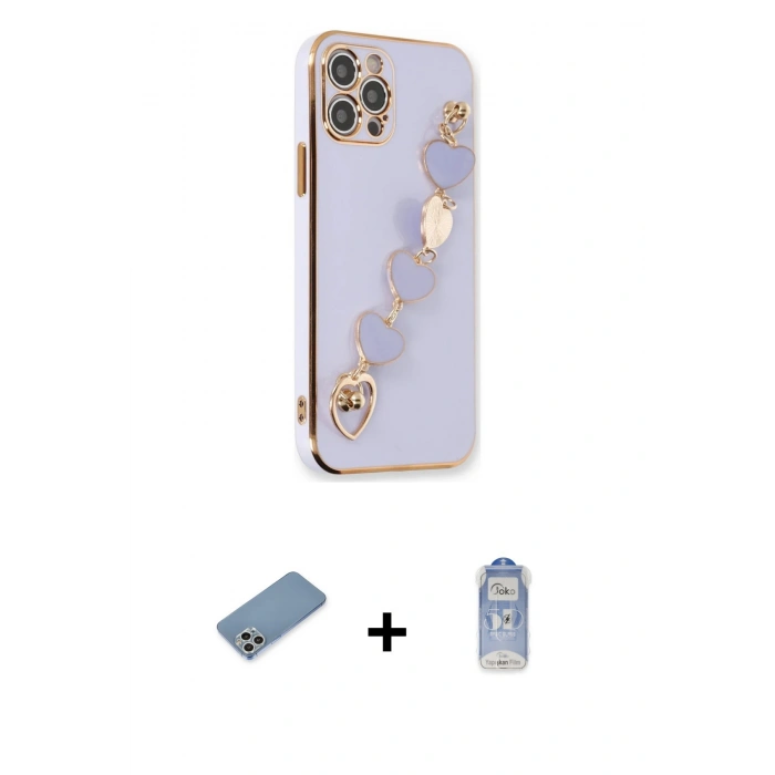 MARSİLYAN™- iPhone 12 Pro Max Kılıf Nova Işık Prime - Siyah Joko Magic 5D Cam + Gümüş Shine Kamera Lens Koruma Cam