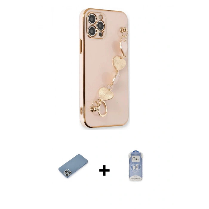 MARSİLYAN™- iPhone 12 Pro Max Kılıf Nova Işık Prime - Siyah Joko Magic 5D Cam + Gümüş Shine Kamera Lens Koruma Cam