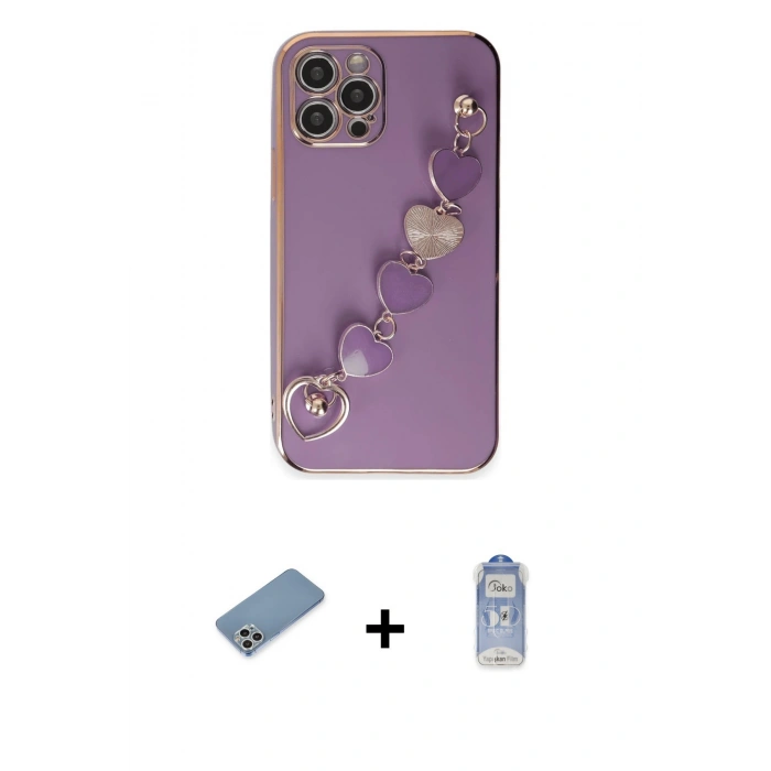 MARSİLYAN™- iPhone 12 Pro Max Kılıf Nova Işık Prime - Siyah Joko Magic 5D Cam + Gümüş Shine Kamera Lens Koruma Cam