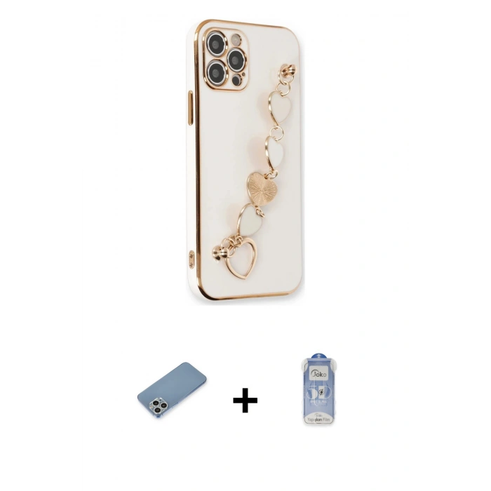 MARSİLYAN™- iPhone 12 Pro Max Kılıf Nova Işık Prime - Siyah Joko Magic 5D Cam + Gümüş Shine Kamera Lens Koruma Cam