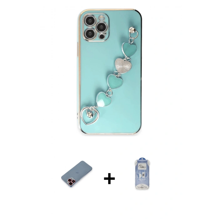 MARSİLYAN™- iPhone 12 Pro Max Kılıf Nova Işık Prime - Siyah Joko Magic 5D Cam + Kırmızı Metal Kamera Lens Koruma Cam