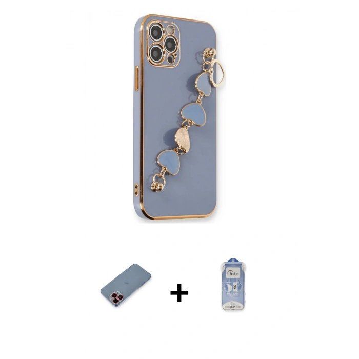 MARSİLYAN™- iPhone 12 Pro Max Kılıf Nova Işık Prime - Siyah Joko Magic 5D Cam + Kırmızı Metal Kamera Lens Koruma Cam