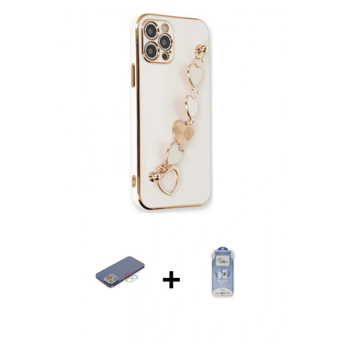 MARSİLYAN™- iPhone 12 Pro Max Kılıf Nova Işık Prime - Siyah Joko Magic 5D Cam + Renkli Kamera Lens Koruma Cam - MI