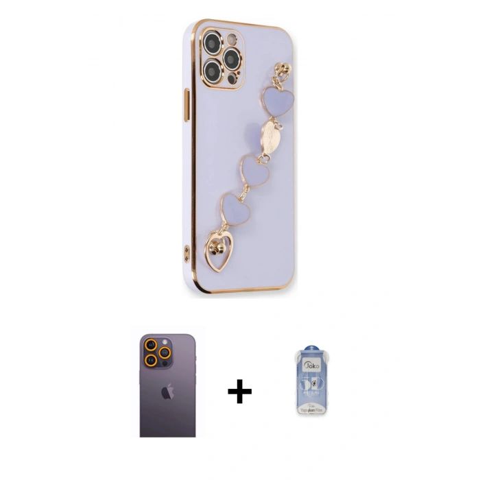 MARSİLYAN™- iPhone 12 Pro Max Kılıf Nova Işık Prime - Siyah Joko Magic 5D Cam + Neon Fosforlu Kamera Lens - SI