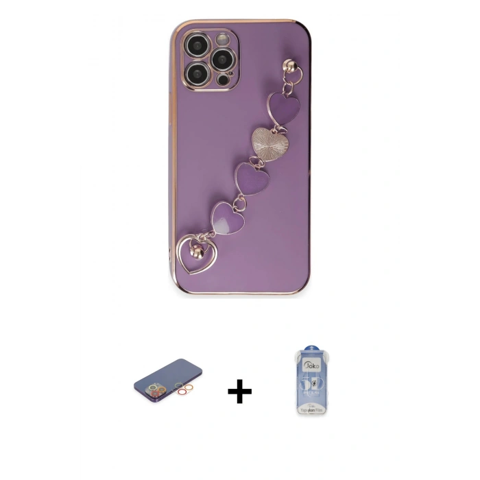 MARSİLYAN™- iPhone 12 Pro Max Kılıf Nova Işık Prime - Siyah Joko Magic 5D Cam + Renkli Kamera Lens Koruma Cam - TU