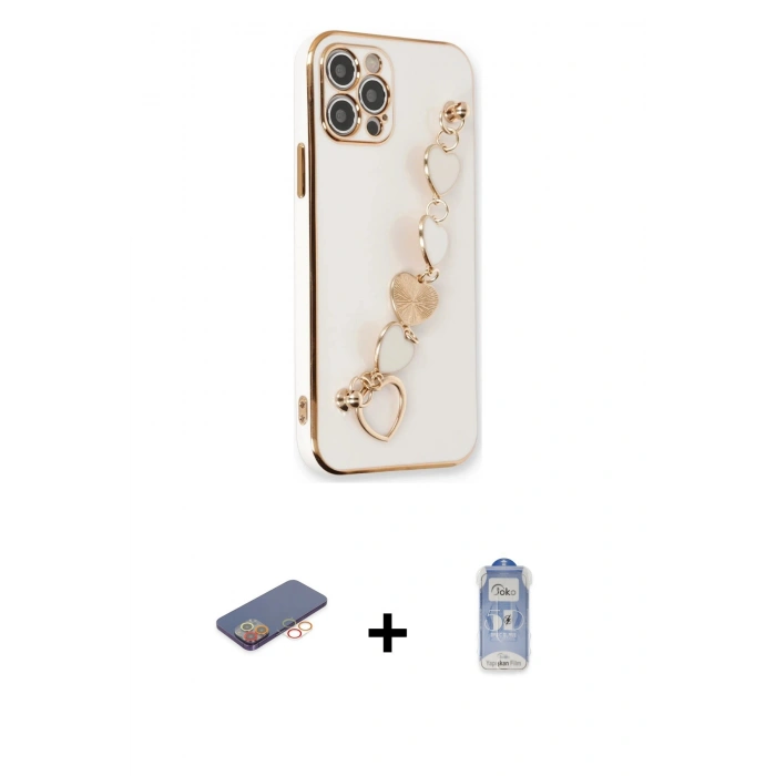 MARSİLYAN™- iPhone 12 Pro Max Kılıf Nova Işık Prime - Siyah Joko Magic 5D Cam + Renkli Kamera Lens Koruma Cam - TU