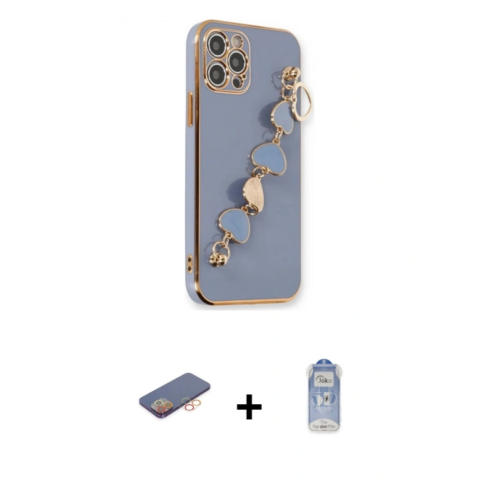 MARSİLYAN™- iPhone 12 Pro Max Kılıf Nova Işık Prime - Siyah Joko Magic 5D Cam + Renkli Kamera Lens Koruma Cam - TU