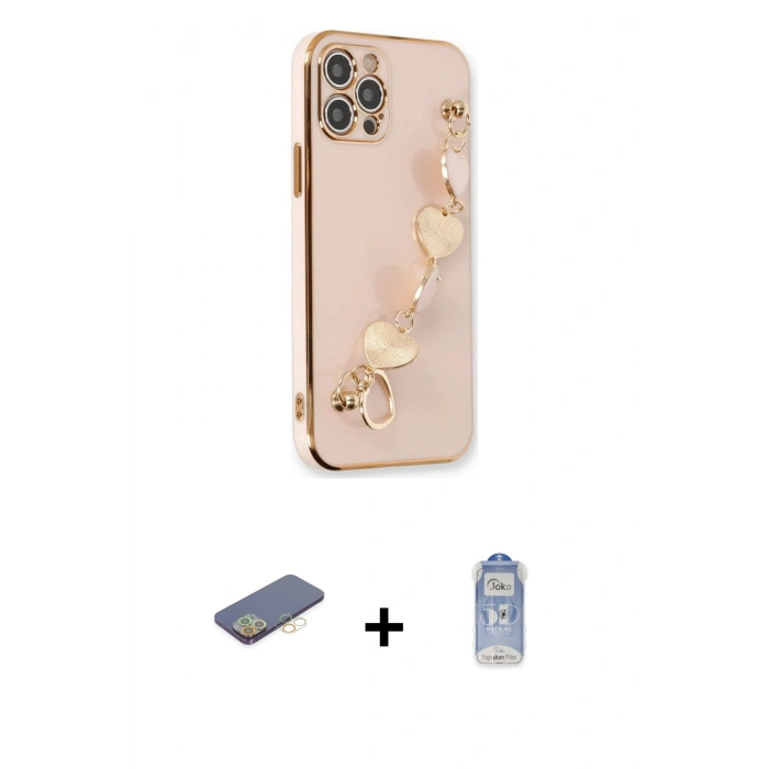 MARSİLYAN™- iPhone 12 Pro Max Kılıf Nova Işık Prime - Siyah Joko Magic 5D Cam + Renkli Kamera Lens Koruma Cam - SI