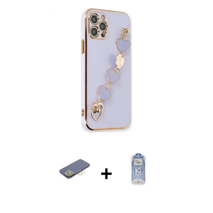 MARSİLYAN™- iPhone 12 Pro Max Kılıf Nova Işık Prime - Siyah Joko Magic 5D Cam + Renkli Kamera Lens Koruma Cam - SI