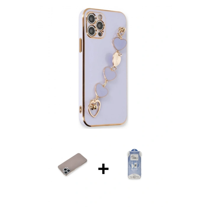 MARSİLYAN™- iPhone 12 Pro Max Kılıf Nova Işık Prime - Siyah Joko Magic 5D Cam + Shine Kamera Lens Koruma Cam - SABE
