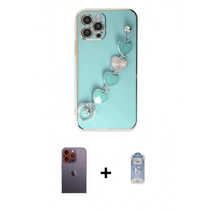 MARSİLYAN™- iPhone 12 Pro Max Kılıf Nova Işık Prime - Siyah Joko Magic 5D Cam + Neon Fosforlu Kamera Lens - TU