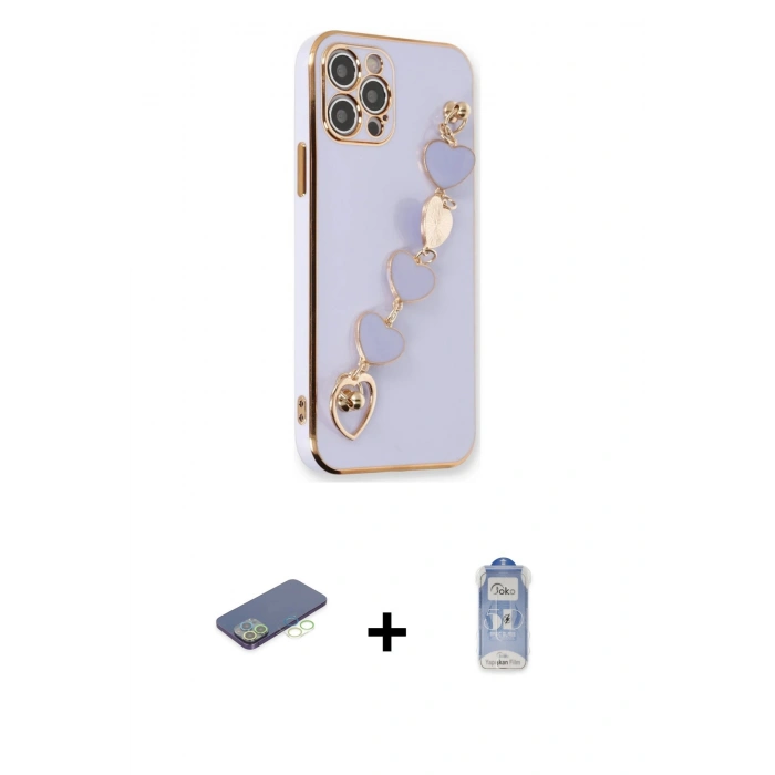 MARSİLYAN™- iPhone 12 Pro Max Kılıf Nova Işık Prime - Siyah Joko Magic 5D Cam + Renkli Kamera Lens Koruma Cam - YL