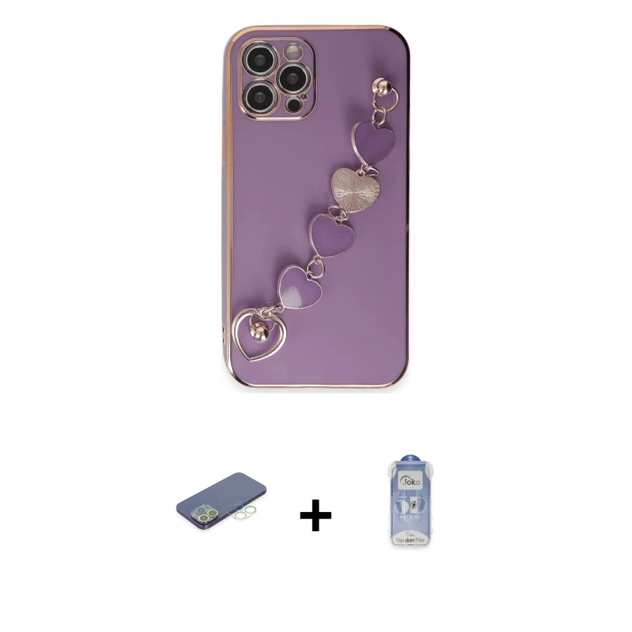 MARSİLYAN™- iPhone 12 Pro Max Kılıf Nova Işık Prime - Siyah Joko Magic 5D Cam + Renkli Kamera Lens Koruma Cam - YL