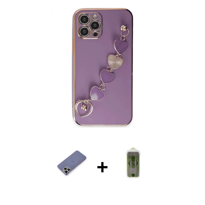 MARSİLYAN™- iPhone 12 Pro Max Kılıf Nova Işık Prime - Siyah Joko Magic 5D Hayalet Cam + Gold Metal Kamera Lens Koruma Cam
