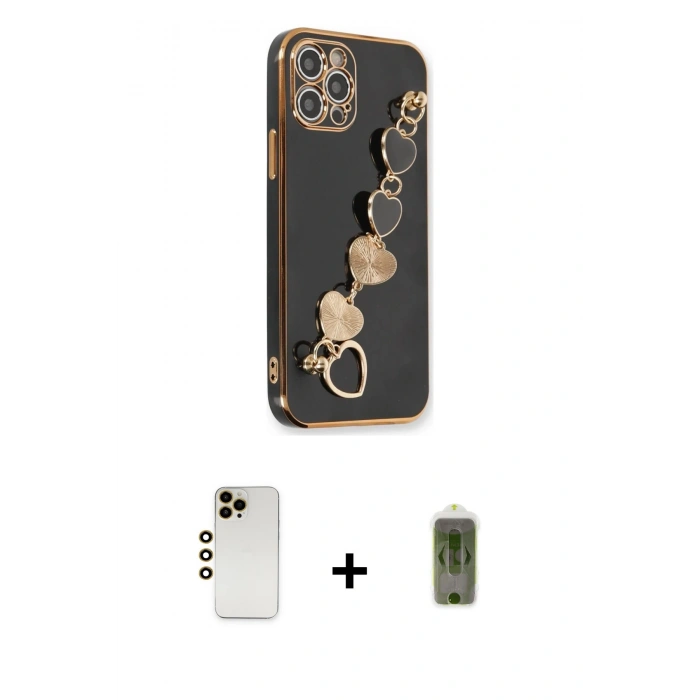 MARSİLYAN™- iPhone 12 Pro Max Kılıf Nova Işık Prime - Siyah Joko Magic 5D Hayalet Cam + Shine Kamera Lens - GD