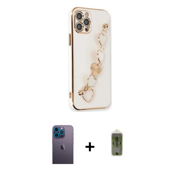 MARSİLYAN™- iPhone 12 Pro Max Kılıf Nova Işık Prime - Siyah Joko Magic 5D Hayalet Cam + Neon Fosforlu Kamera Lens - MI
