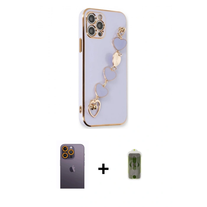 MARSİLYAN™- iPhone 12 Pro Max Kılıf Nova Işık Prime - Siyah Joko Magic 5D Hayalet Cam + Neon Fosforlu Kamera Lens - SI