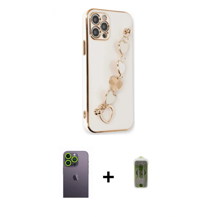 MARSİLYAN™- iPhone 12 Pro Max Kılıf Nova Işık Prime - Siyah Joko Magic 5D Hayalet Cam + Neon Fosforlu Kamera Lens - YL