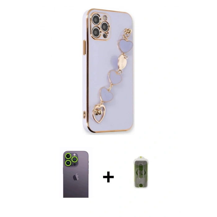 MARSİLYAN™- iPhone 12 Pro Max Kılıf Nova Işık Prime - Siyah Joko Magic 5D Hayalet Cam + Neon Fosforlu Kamera Lens - YL