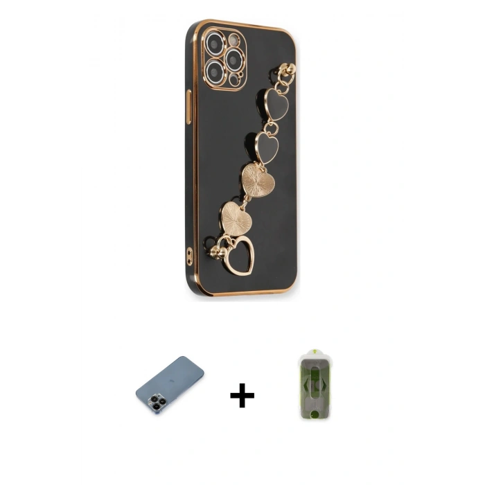 MARSİLYAN™- iPhone 12 Pro Max Kılıf Nova Işık Prime - Siyah Joko Magic 5D Hayalet Cam + Shine Kamera Lens Koruma Cam - SH