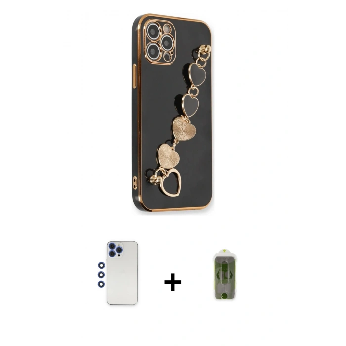 MARSİLYAN™- iPhone 12 Pro Max Kılıf Nova Işık Prime - Siyah Joko Magic 5D Hayalet Cam + Shine Kamera Lens - LT