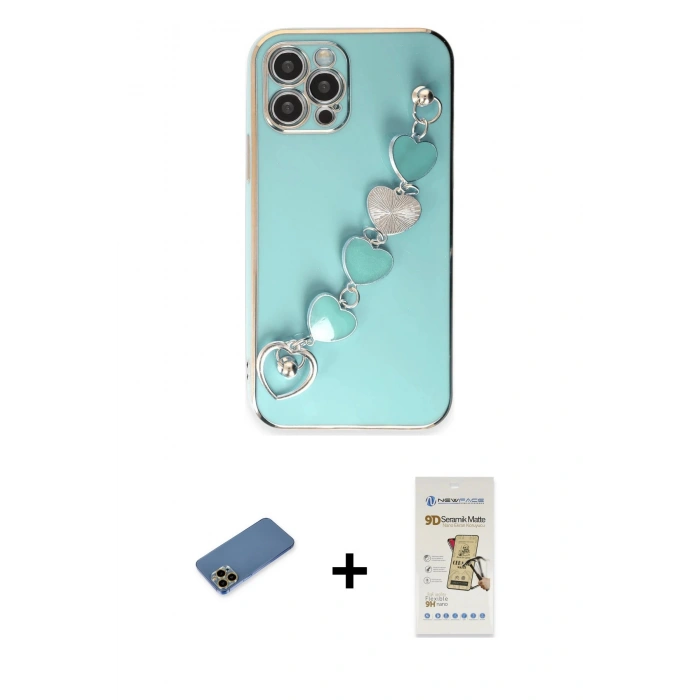 MARSİLYAN™- iPhone 12 Pro Max Kılıf Nova Işık Prime - Siyah Mat Seramik Nano Ekran Koruyucu + Shine Kamera Lens Koruma Cam - GD