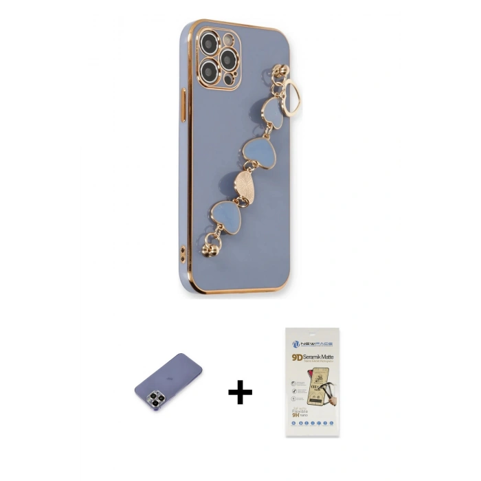 MARSİLYAN™- iPhone 12 Pro Max Kılıf Nova Işık Prime - Siyah Mat Seramik Nano Ekran Koruyucu + Metal Kamera Lens Koruma Cam - GD