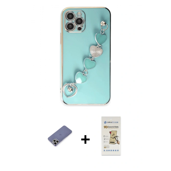 MARSİLYAN™- iPhone 12 Pro Max Kılıf Nova Işık Prime - Siyah Mat Seramik Nano Ekran Koruyucu + Metal Kamera Lens Koruma Cam - GD