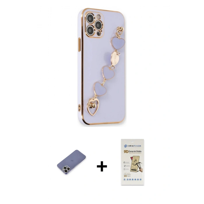 MARSİLYAN™- iPhone 12 Pro Max Kılıf Nova Işık Prime - Siyah Mat Seramik Nano Ekran Koruyucu + Metal Kamera Lens Koruma Cam - GD