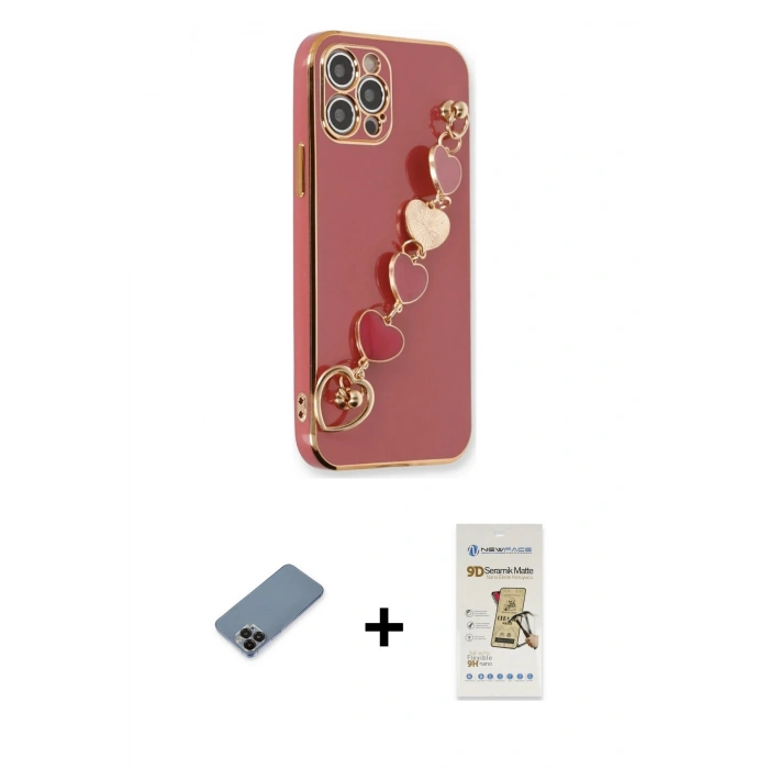 MARSİLYAN™- iPhone 12 Pro Max Kılıf Nova Işık Prime - Siyah Mat Seramik Nano Ekran Koruyucu + Metal Kamera Lens Koruma Cam - SH