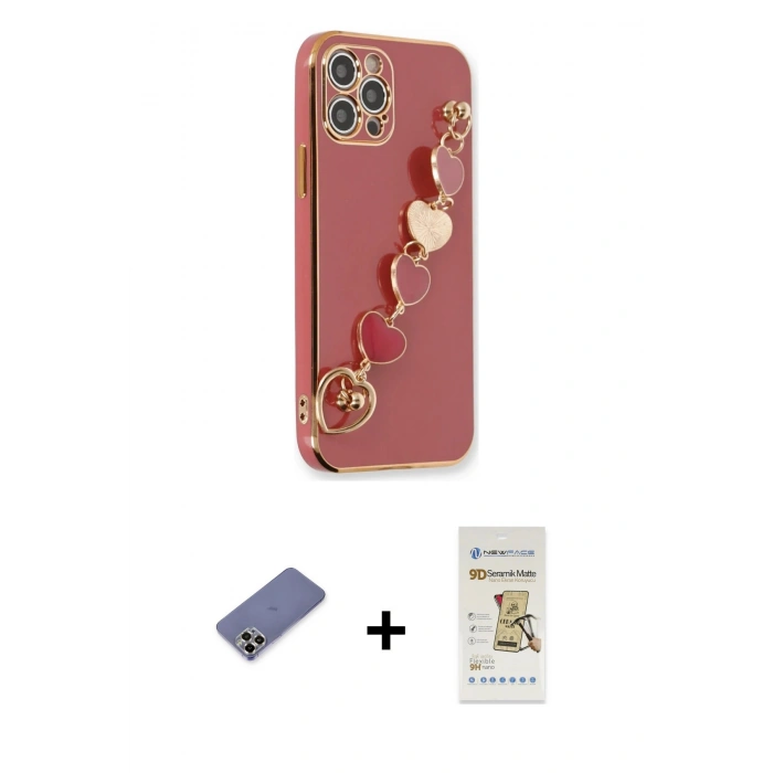 MARSİLYAN™- iPhone 12 Pro Max Kılıf Nova Işık Prime - Siyah Mat Seramik Nano Ekran Koruyucu + Metal Kamera Lens Koruma Cam - GD
