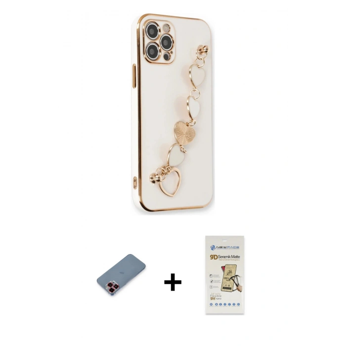 MARSİLYAN™- iPhone 12 Pro Max Kılıf Nova Işık Prime - Siyah Mat Seramik Nano Ekran Koruyucu + Metal Kamera Lens Koruma Cam - KI