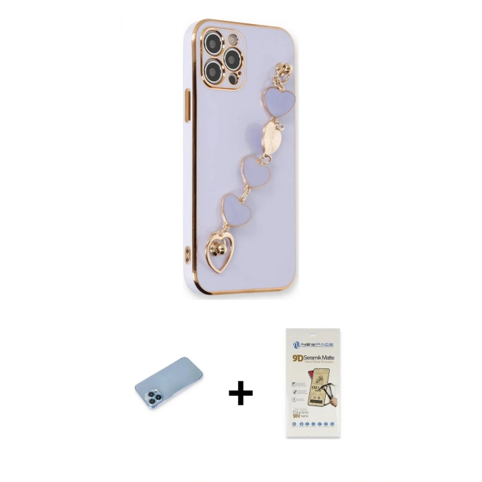 MARSİLYAN™- iPhone 12 Pro Max Kılıf Nova Işık Prime - Siyah Mat Seramik Nano Ekran Koruyucu + Shine Kamera Lens Koruma Cam - MI
