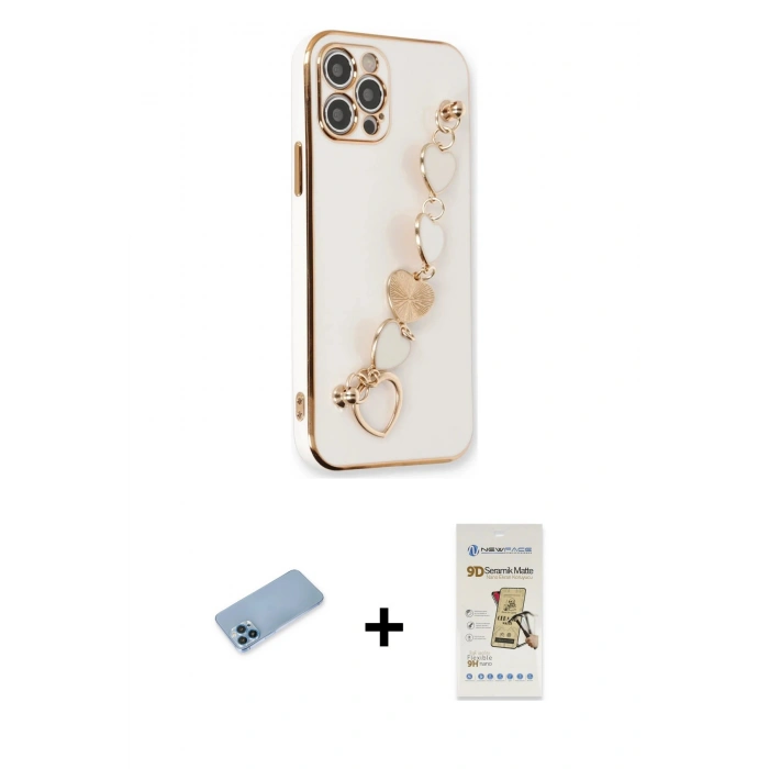 MARSİLYAN™- iPhone 12 Pro Max Kılıf Nova Işık Prime - Siyah Mat Seramik Nano Ekran Koruyucu + Shine Kamera Lens Koruma Cam - MI