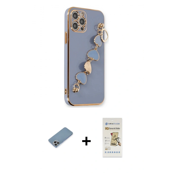 MARSİLYAN™- iPhone 12 Pro Max Kılıf Nova Işık Prime - Siyah Mat Seramik Nano Ekran Koruyucu + Shine Kamera Lens Koruma Cam - GI