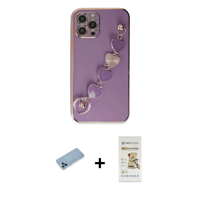 MARSİLYAN™- iPhone 12 Pro Max Kılıf Nova Işık Prime - Siyah Mat Seramik Nano Ekran Koruyucu + Shine Kamera Lens Koruma Cam - MI