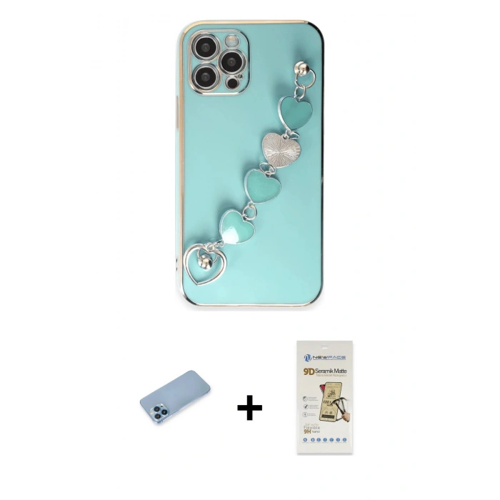 MARSİLYAN™- iPhone 12 Pro Max Kılıf Nova Işık Prime - Siyah Mat Seramik Nano Ekran Koruyucu + Shine Kamera Lens Koruma Cam - MI