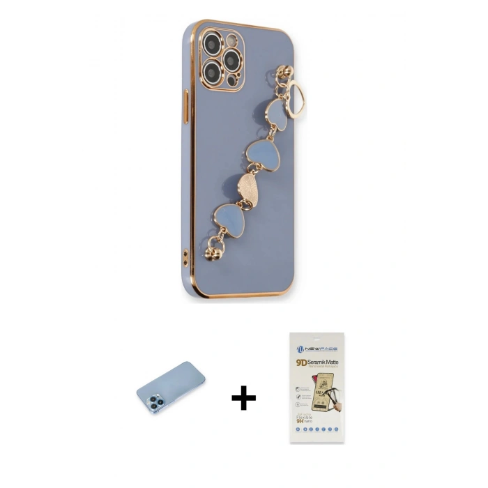 MARSİLYAN™- iPhone 12 Pro Max Kılıf Nova Işık Prime - Siyah Mat Seramik Nano Ekran Koruyucu + Shine Kamera Lens Koruma Cam - MI