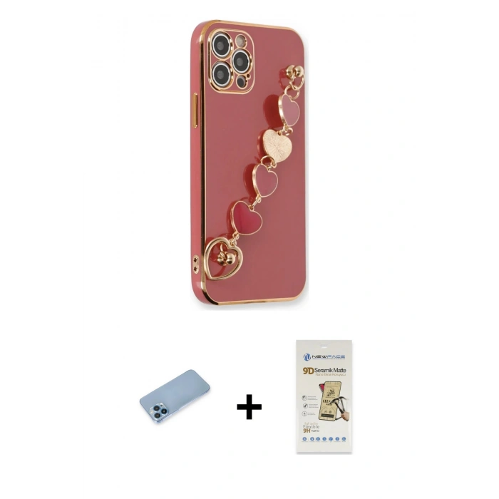 MARSİLYAN™- iPhone 12 Pro Max Kılıf Nova Işık Prime - Siyah Mat Seramik Nano Ekran Koruyucu + Shine Kamera Lens Koruma Cam - MI