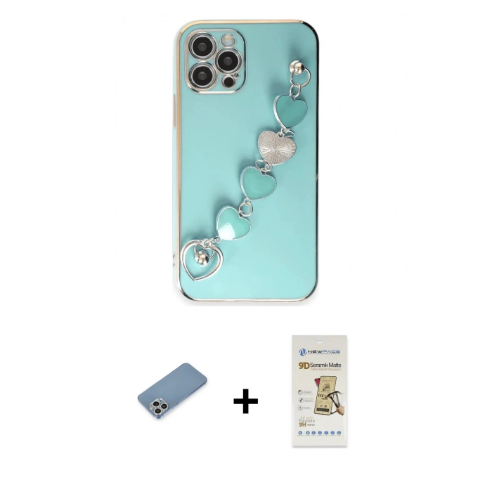 MARSİLYAN™- iPhone 12 Pro Max Kılıf Nova Işık Prime - Siyah Mat Seramik Nano Ekran Koruyucu + Shine Kamera Lens Koruma Cam - GS