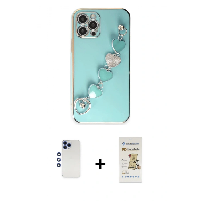 MARSİLYAN™- iPhone 12 Pro Max Kılıf Nova Işık Prime - Siyah Mat Seramik Nano Ekran Koruyucu + Shine Kamera Lens - LT