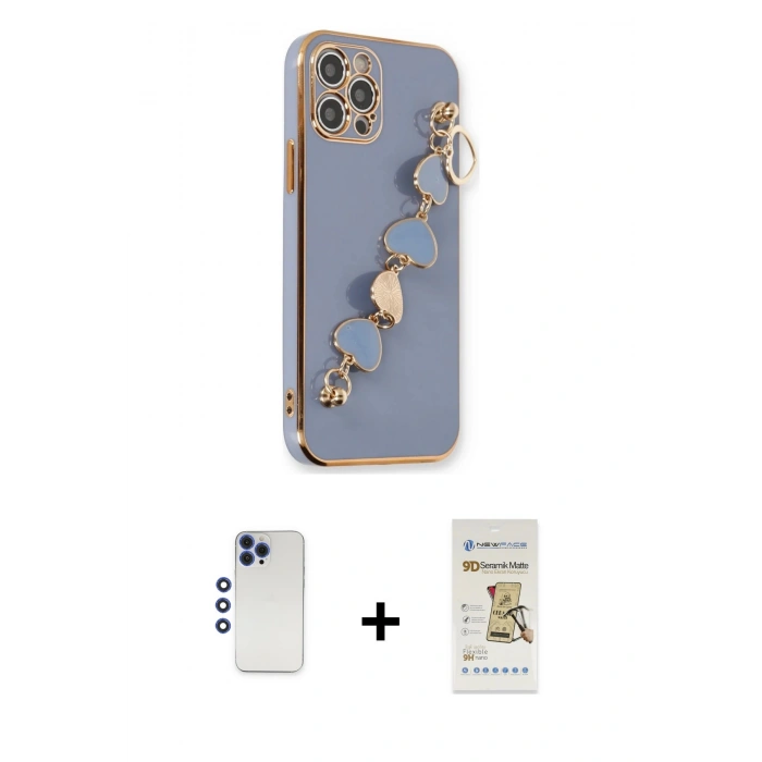 MARSİLYAN™- iPhone 12 Pro Max Kılıf Nova Işık Prime - Siyah Mat Seramik Nano Ekran Koruyucu + Shine Kamera Lens - LT