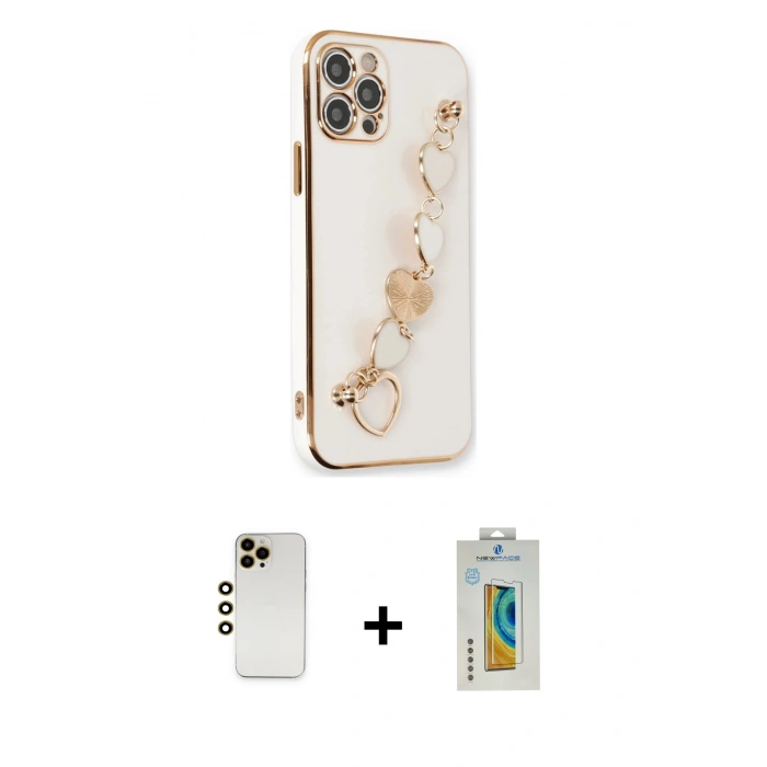 MARSİLYAN™- iPhone 12 Pro Max Kılıf Nova Işık Prime - Siyah Polymer Nano Ekran Koruyucu + Shine Kamera Lens - GD